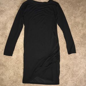 SOLDRuched black long sleeve body con